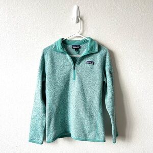 Patagonia Womens Better Sweater 1/4 Zip Fleece Jacket Size Medium Teal Blue
